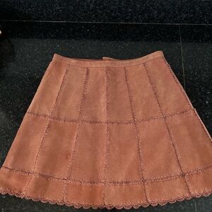 Free People Burnt Orange Suede A-Line Skirt